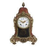 A French small Louis XV style boulle mantel clock Retailed by Potonie, Paris  A French small Louis