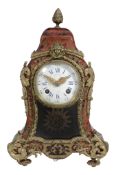 A French small Louis XV style boulle mantel clock Retailed by Potonie, Paris  A French small Louis
