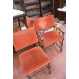 A set of eight late Victorian oak framed dining chairs to include two armchairs