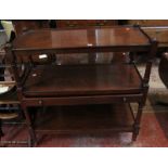A 19th Century mahogany three tier buffet with a frieze drawer on turned uprights 106cm wide