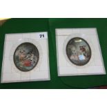 In the manner of Nicholas Lancret Painted oval miniatures, a pair 8cm x 6cm -2
