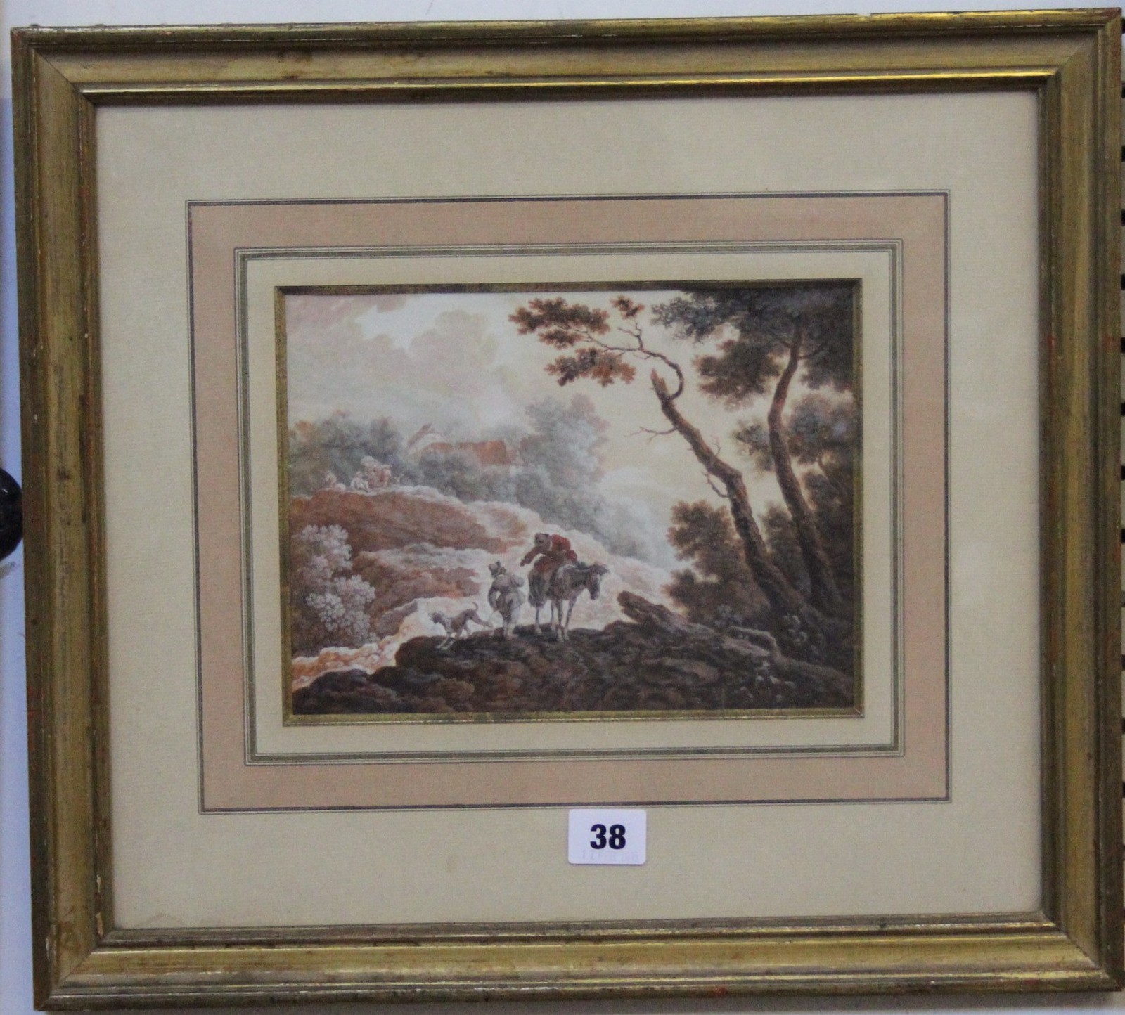Manner of Jean Baptiste Pillement (19th Century) Travellers in a wooded landscape Gouache Unsigned