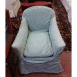 A Queen Anne style single chair, and a small easy chair on cabriole legs