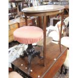 A Victorian piano stool, a dining chair, a Victorian spoon back chair, and an Edwardian occasional
