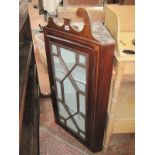 A small Georgian style mahogany corner cabinet 102cm high, 54cm wide