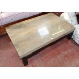 * An ebonised coffee table (marble/stone veneered top) 140cm length, 90cm depth Best Bid