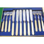 A cased set of silver plated fish eaters and three other cased sets of cutlery -4