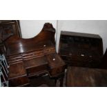 A Sheraton style lady's dressing table with superstructure over, fitted drawers and lidded