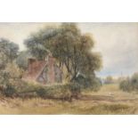 David Cox Jnr (1809-1885) Wooded landscape with farmhouse Watercolour Signed lower right 24.5cm x