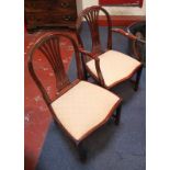 Ten mahogany Georgian style dining chairs with pierced splat backs to include two armchairs
