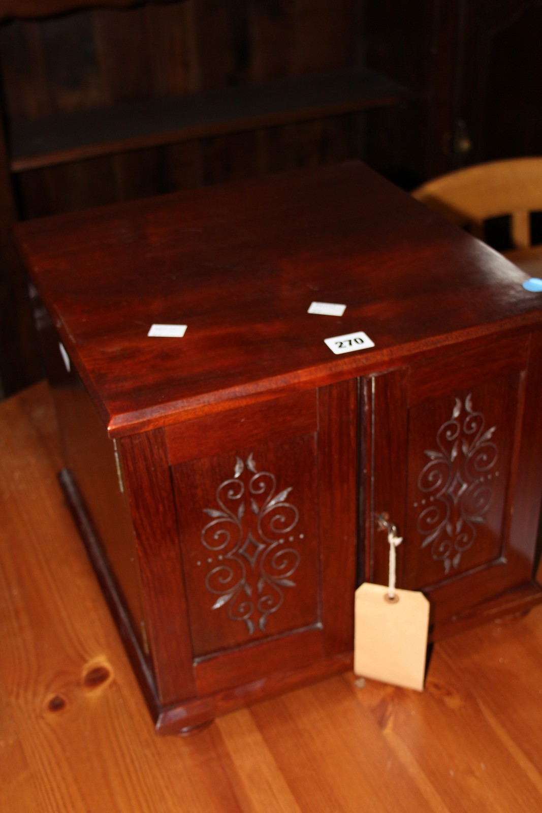 A mahogany table collectors cabinet fitted with drawers 33cm high, 38cm wide