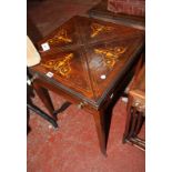 A late Victorian or Edwardian rosewood and marquetry envelope card table, circa 1900 75cm high, 54cm