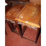 A nest of Chinese carved hardwood tables 73cm high, 52cm wide