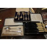 A quantity of EPNS and plated flatware, cased -6