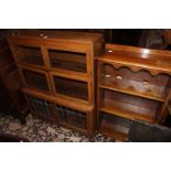 A 20th Century oak glazed bookcase 90cm wide, together with an open bookcase