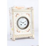 A Wedgwood mantle clock with movement by J W Benson, printed and painted in the Imari palette with