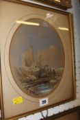 19th Century School Fisherfolk Watercolours, a pair Unsigned Oval, 25.5cm x 20cm