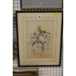 Thirkell Pearce (19th Century) Violinist Watercolour Signed lower left 31.5cm x 21cm