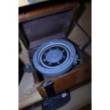 A naval type ship's compass, patt. 195 A, grey painted, non fixed gimbals, in a teak case with