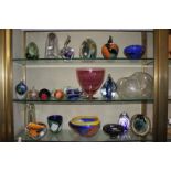 A selection of assorted art glass and carnival glass to include Studio Auus, Sweden, Hoglund glass