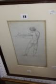 John Thomas Serres (1759-1825) Nude study Pencil drawing 'from his Italian trip 1790-92' Unsigned