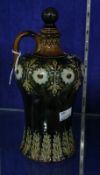 Royal Doulton stoneware whisky ewer, inverse baluster form, circular stopper, decorated with