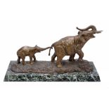 After Irenee Rochard , a parcel gilt and patinated bronze group of two...  After Irenee Rochard (