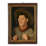 After Jan van Eyck - Portrait of a man with carnation Oil on panel 46 x 32 cm. (18 x 12 1/2 in.)