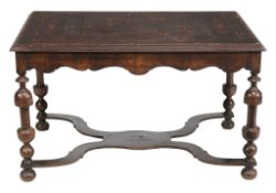 An oyster veneered centre table in Queen Anne style , 19th century  An oyster veneered centre