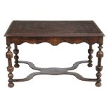 An oyster veneered centre table in Queen Anne style , 19th century  An oyster veneered centre