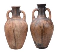 Two large Morocan pottery t wo-handled water carriers  Two large Morocan pottery t  wo-handled water