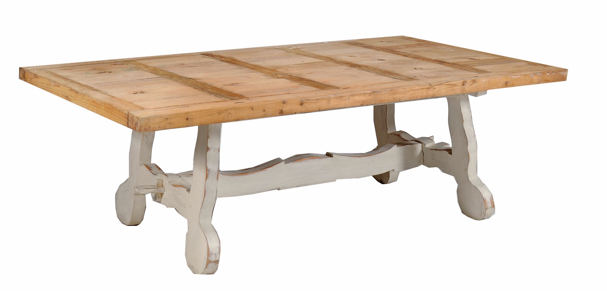 A Continental painted pine refectory table, 20th century  A Continental painted pine refectory