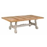 A Continental painted pine refectory table, 20th century  A Continental painted pine refectory