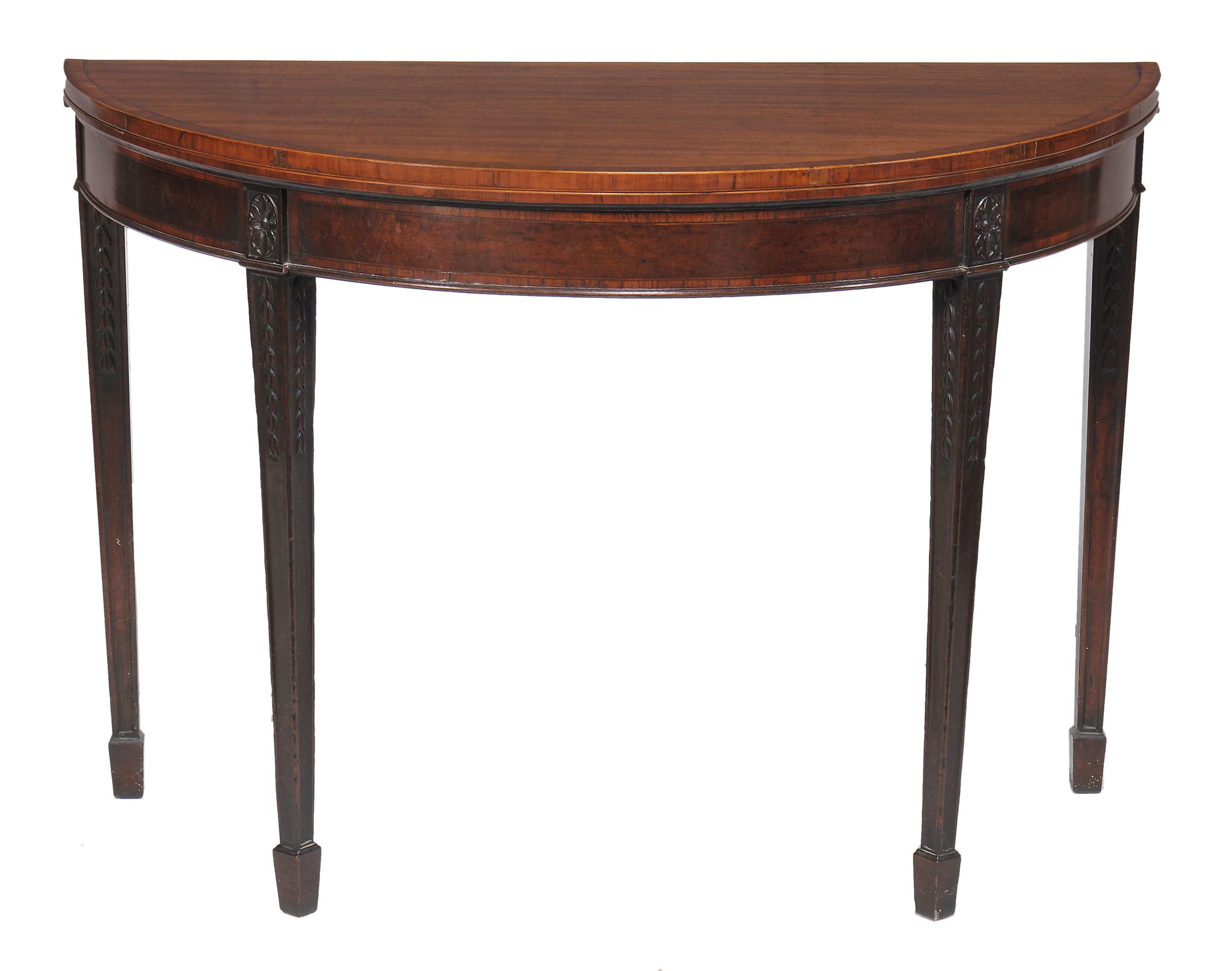 A late George III mahogany semi-elliptical folding card table, circa 1800  A late George III