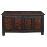 A Charles II panelled oak chest, circa 1660  A Charles II panelled oak chest,   circa 1660, the