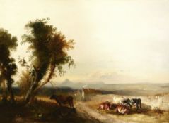 James Baker Pyne and Thomas Sidney Cooper - Cattle resting with distant landscape beyond James Baker