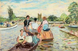 Paul Lucien Maze (1887-1979) - A view of Henley Regatta from the Thames, with St. Mary's Church