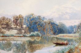 Myles Birket Foster (1825-1899) - A quiet pool on the Mole Watercolour Signed with monogram lower