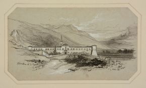 Edward Lear (1812 - 1888) - L'Abbazia di Santo Spirito, 1844 Black chalk, pencil, wash, heightened