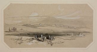 Edward Lear (1812 - 1888) - L'Aquila, 1845 Black chalk, touches of pencil, wash, heightened with