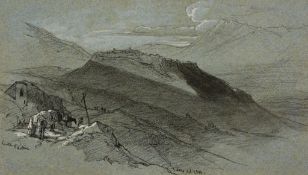 Edward Lear (1812 - 1888) - Civita d'Antino, 1844 Black chalk, pencil, heightened with white, on