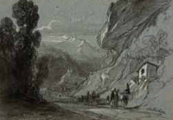 Edward Lear (1812 - 1888) - Antrodoco, 1844 Black chalk, pencil, heightened with white, on light