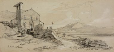 Edward Lear (1812 - 1888) - Santa Maria di Luco, 1844 Black chalk, pencil, heightened with white, on