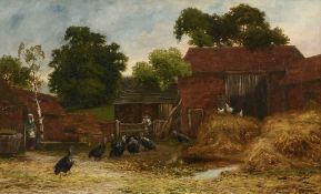 Robert John Hammond (d.1911) - Turkeys in a farmyard Oil on canvas Signed and dated   1845   l