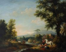 Attributed to Francesco Zuccarelli (1702-1788) - A pastoral river landscape, with figures and a