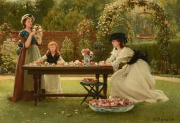 George Dunlop Leslie (1835-1921) - Feast of Roses Oil on canvas Signed lower right 25.5 x 38 cm (
