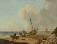 George Morland (1763-1804) - Fisherfolk unloading their catch on Freshwater Bay, Isle of Wight Oil