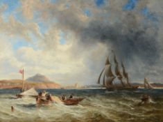 John Wilson Carmichael (1800-1868) - Shipping off a Scottish harbour Oil on canvas Signed lower