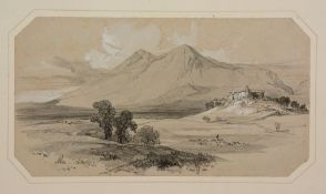 Edward Lear (1812 - 1888) - Albe, 1844 Black chalk, pencil, grey wash, heightened with white, on