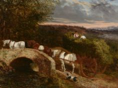 John Frederick Herring, Jr. (1820–1907) - Landscape with Haycart Oil on canvas Signed   J.F. Herring
